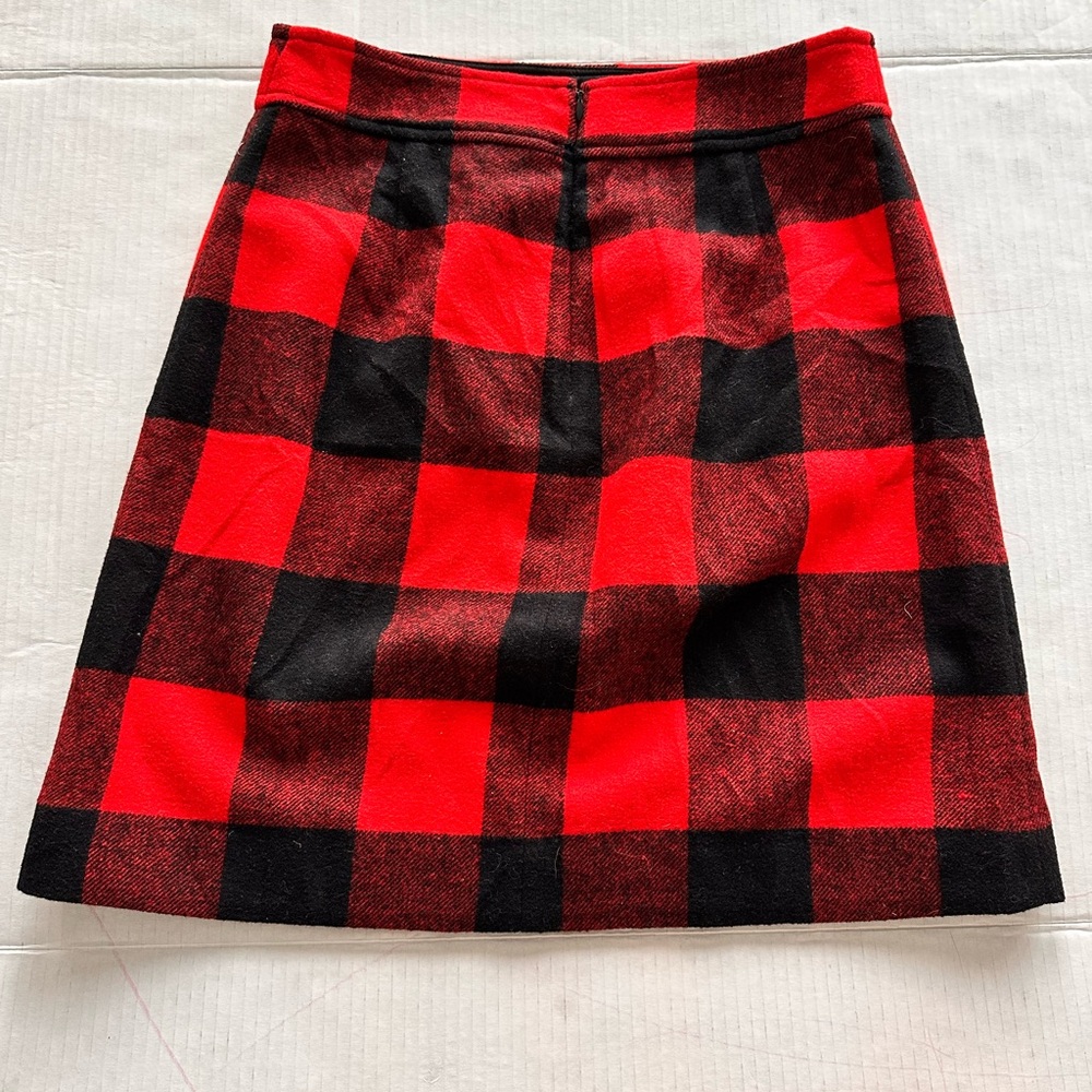 J.Crew Buffalo Check Wool Mini Skirt – Size 2 - Picture 2 of 7
